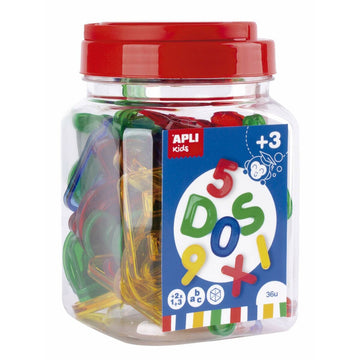 Educational Game Apli Numbers and letters Multicolour Transparent Plastic (24 Pieces)