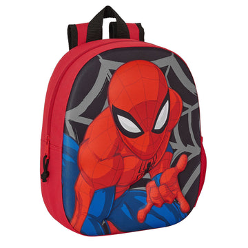 3D School Bag Spider-Man Black Red 27 x 33 x 10 cm