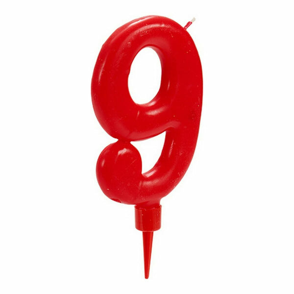 Candle Birthday Red Number 9 (12 Units)