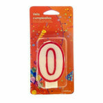 Candle Birthday Number 0 White Red (12 Units)