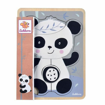 Child's Wooden Puzzle Eichhorn Panda 6 Pieces