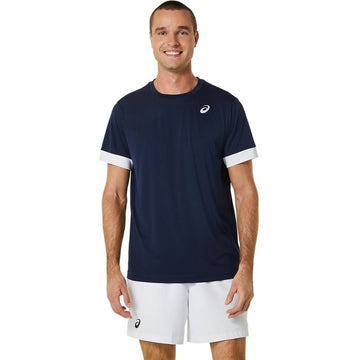 Short-sleeve Sports T-shirt Asics Court Navy Blue Tennis