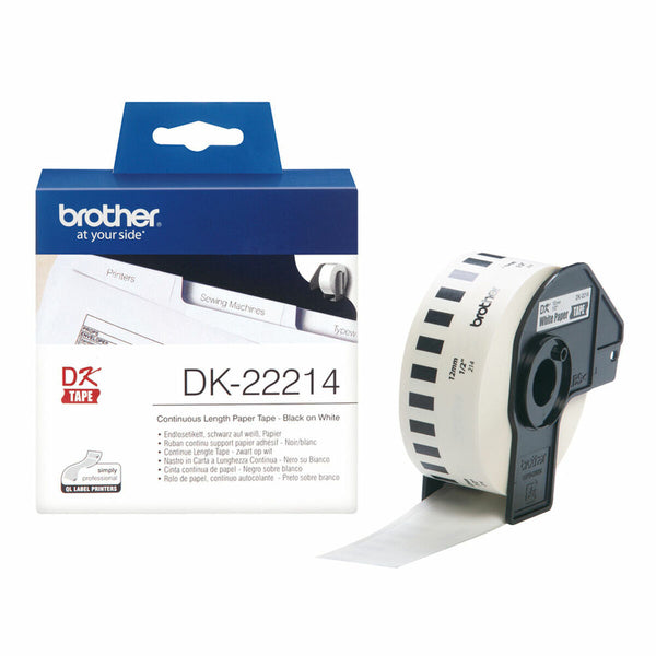 Continuous Thermal Paper Tape Brother DK-22214 12 x 30,48 mm White Black Black/White