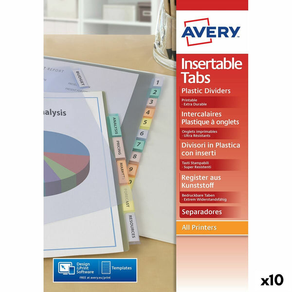 Seperators Avery Transparent A4 12 Sheets (10 Units)