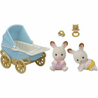 Playset Sylvanian Families Chocolate Bunny Twins and Double Stroller