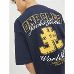 Child's Short Sleeve T-Shirt Jack & Jones Jorcole Back Print Navy Blue