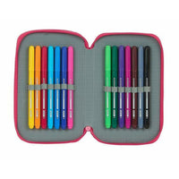 Double Pencil Case BlackFit8 M854 Pink 12.5 x 19.5 x 4 cm (28 Pieces)