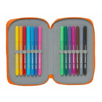 Double Pencil Case Valencia Basket M854 Blue Orange 12.5 x 19.5 x 4 cm (28 Pieces)