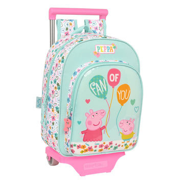 School Rucksack with Wheels Peppa Pig Cosy corner Blue 26 x 11 x 67 cm