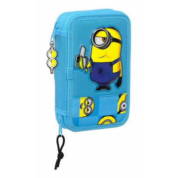 Double Pencil Case Minions Minionstatic Blue 12,5 x 19,5 x 4 cm