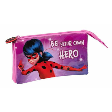 Triple Carry-all Miraculous: Tales of Ladybug & Cat Noir Fuchsia 22 x 12 x 3 cm