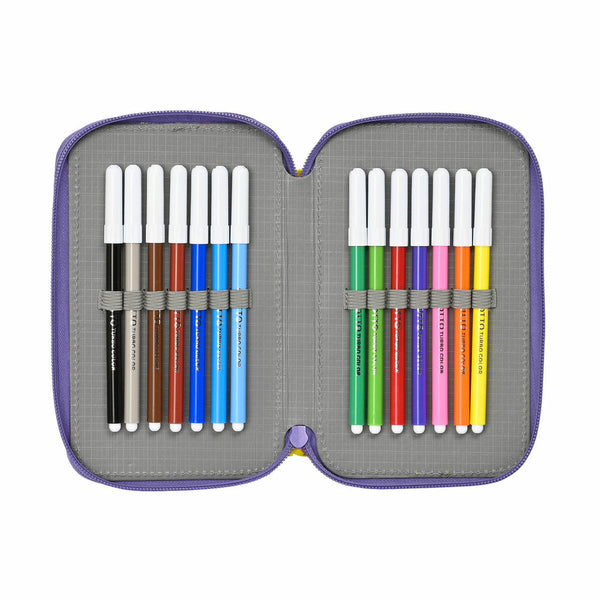 Double Pencil Case SuperThings Guardians of Kazoom Yellow Purple (28 Pieces)