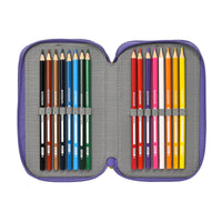 Triple Pencil Case SuperThings Guardians of Kazoom Purple Yellow (36 Pieces)