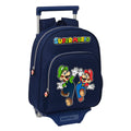 School Rucksack with Wheels Super Mario Navy Blue 28 x 34 x 10 cm