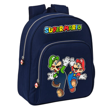 School Bag Super Mario Navy Blue 28 x 34 x 10 cm