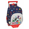 School Rucksack with Wheels Mickey Mouse Only one Navy Blue 28 x 34 x 10 cm