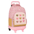 School Rucksack with Wheels Glow Lab Hearts Pink 33 X 45 X 22 cm