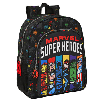 School Bag The Avengers Super heroes Black (32 x 38 x 12 cm)