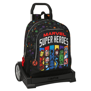 School Rucksack with Wheels The Avengers Super heroes Black (32 x 42 x 14 cm)