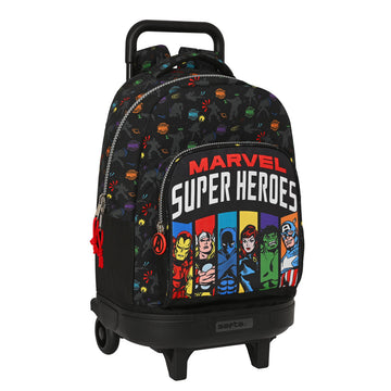 School Rucksack with Wheels The Avengers Super heroes Black 33 X 45 X 22 cm