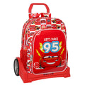 School Rucksack with Wheels Cars Let's race Red White (33 x 42 x 14 cm)