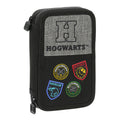 Double Pencil Case Harry Potter House of champions Black Grey 12.5 x 19.5 x 4 cm (28 Pieces)