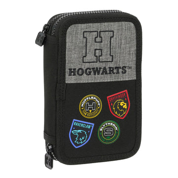 Double Pencil Case Harry Potter House of champions Black Grey 12.5 x 19.5 x 4 cm (28 Pieces)