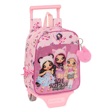 School Rucksack with Wheels Na!Na!Na! Surprise Fabulous Pink 22 x 27 x 10 cm