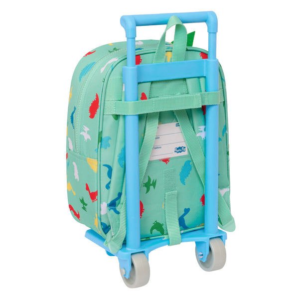 School Rucksack with Wheels Peppa Pig Green 22 x 27 x 10 cm