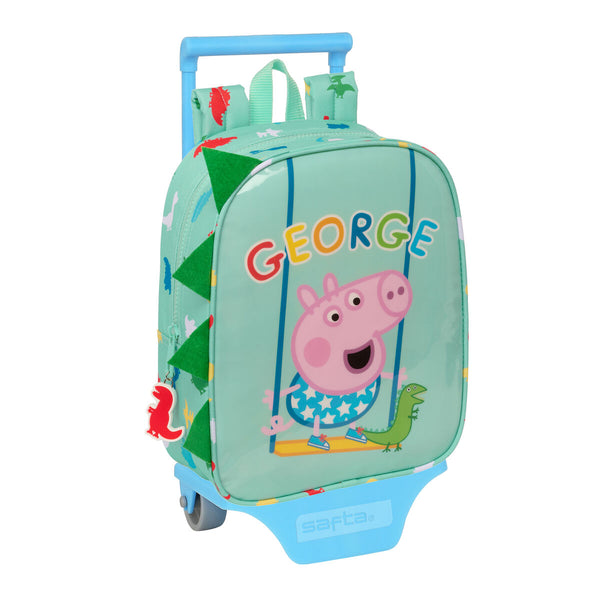 School Rucksack with Wheels Peppa Pig Green 22 x 27 x 10 cm