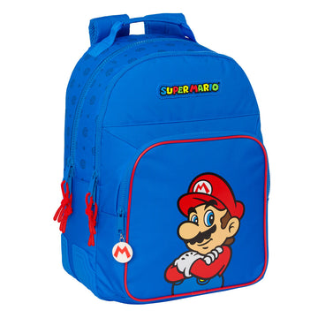 School Bag Super Mario Play Blue Red 32 x 42 x 15 cm