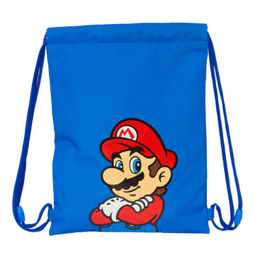 Backpack with Strings Super Mario Play Blue Red 26 x 34 x 1 cm