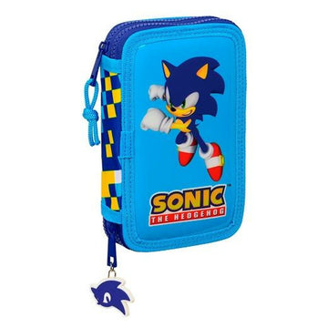 Double Pencil Case Sonic Speed Multicolour 28 Pieces 12,5 x 4 x 19,5 cm