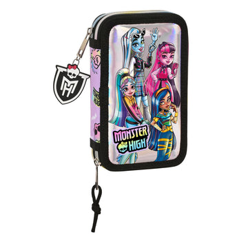 Double Pencil Case Monster High Best boos Lilac 12.5 x 19.5 x 4 cm (28 Pieces)