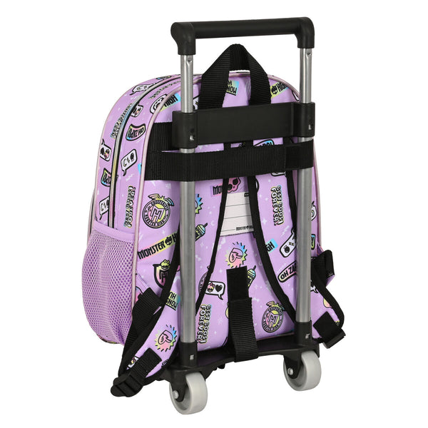 School Rucksack with Wheels Monster High Best boos Lilac 28 x 34 x 10 cm