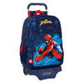 School Rucksack with Wheels Spider-Man Neon Navy Blue 33 x 42 x 14 cm