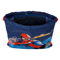 Backpack with Strings Spider-Man Neon Navy Blue 26 x 34 x 1 cm