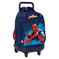 School Rucksack with Wheels Spider-Man Neon Navy Blue 33 X 45 X 22 cm