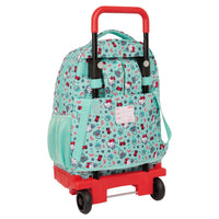 School Rucksack with Wheels Hello Kitty Sea lovers Turquoise 33 X 45 X 22 cm