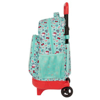 School Rucksack with Wheels Hello Kitty Sea lovers Turquoise 33 X 45 X 22 cm