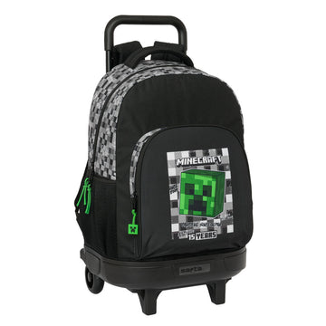 School Rucksack with Wheels Minecraft Black Green Grey 33 X 45 X 22 cm