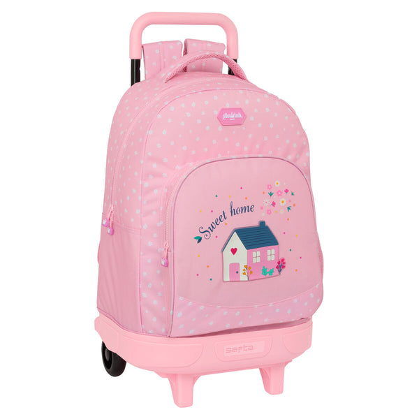 School Rucksack with Wheels Glow Lab Sweet home Pink 33 X 45 X 22 cm