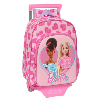 School Rucksack with Wheels Barbie Love Pink 26 x 34 x 11 cm