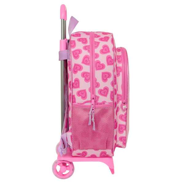 School Rucksack with Wheels Barbie Love Pink 33 x 42 x 14 cm