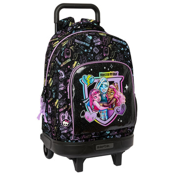 School Rucksack with Wheels Monster High Black 33 x 45 x 22 cm