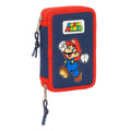 Double Pencil Case Super Mario World Navy Blue 12.5 x 19.5 x 4 cm 28 Pieces