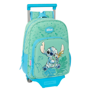 School Rucksack with Wheels Stitch Aloha Turquoise 26 x 34 x 11 cm