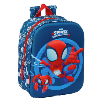 School Bag Spider-Man Red Navy Blue 22 x 27 x 10 cm 3D