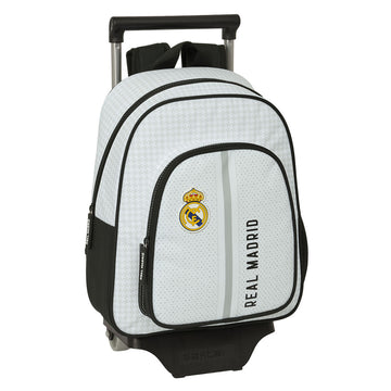 School Rucksack with Wheels Real Madrid C.F. White Grey 28 x 34 x 10 cm