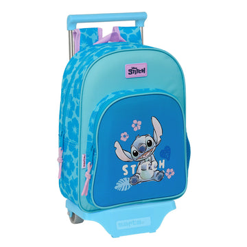 School Rucksack with Wheels Lilo & Stitch Hawaii Blue 26 x 34 x 11 cm